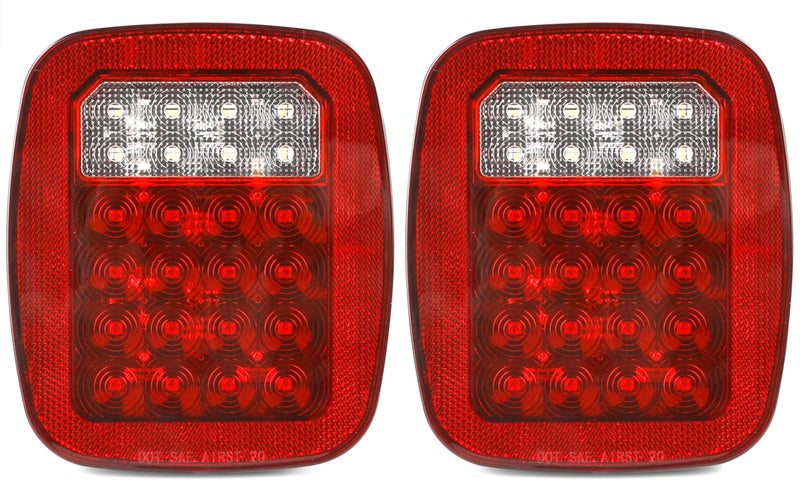 MAXXHAUL 80685 Universal Square 12V Combination 28 LED Signal Tail Light - For Truck Trailer Boat Jeep SUV RV Vans Flatbed 2 Pack - Image 1